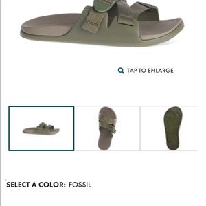 Chaco’s adjustable sandals. Moss/Army green.